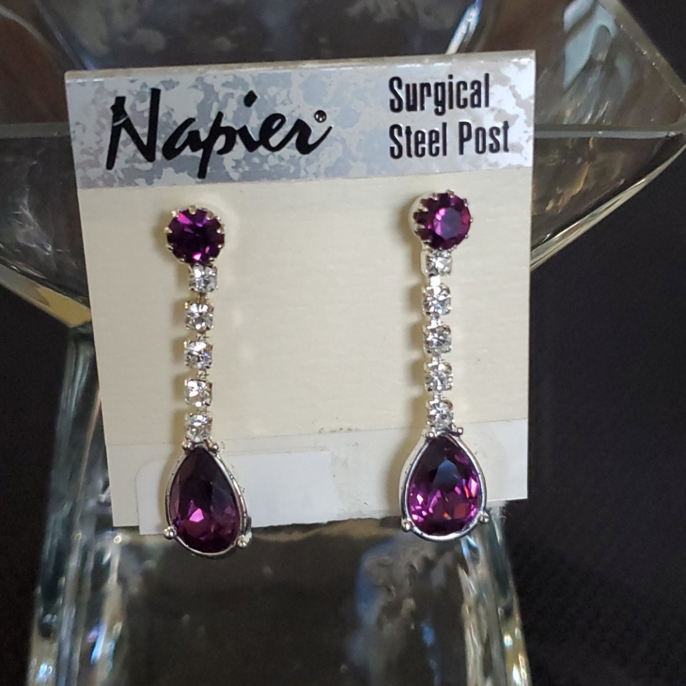 Napier Purple Stone Earrings